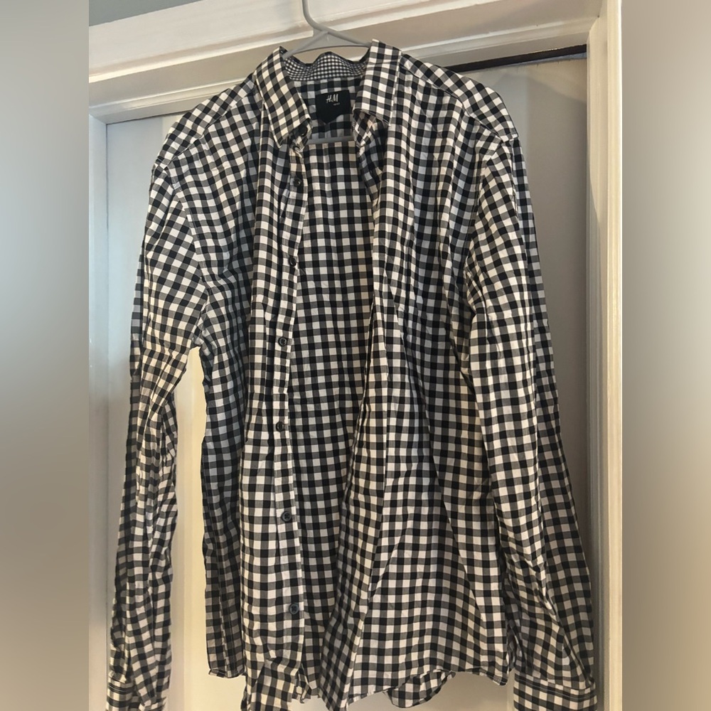 H&M Black and White Checkered Men's Shirt